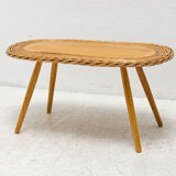 Mid century rattan stool by Jan Kalous for ÚLUV, 1960´s, Czechoslovakia