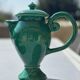 Ceramic glazed green jug and sugar bowl set, Vallauris
