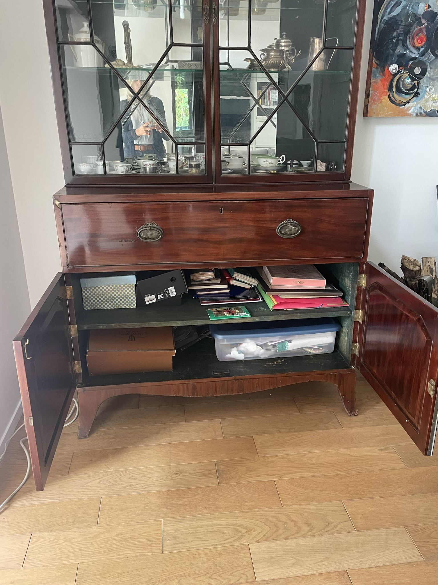 Library with English mahogany secretary.