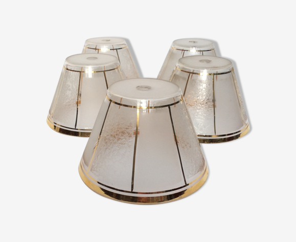 Lot de cinq tulipes en verres doré vintage dimension : hauteur -8cm- diamètre haut - 6cm-