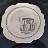 Series of 12 dessert plates and its cake tray Gien Paris Monuments