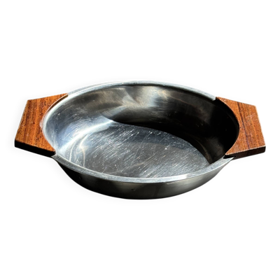 Plat creux en acier inoxydable et bois H4 D20