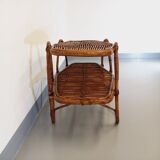 Coffee table with magazine tray in vintage rattan from the 60s