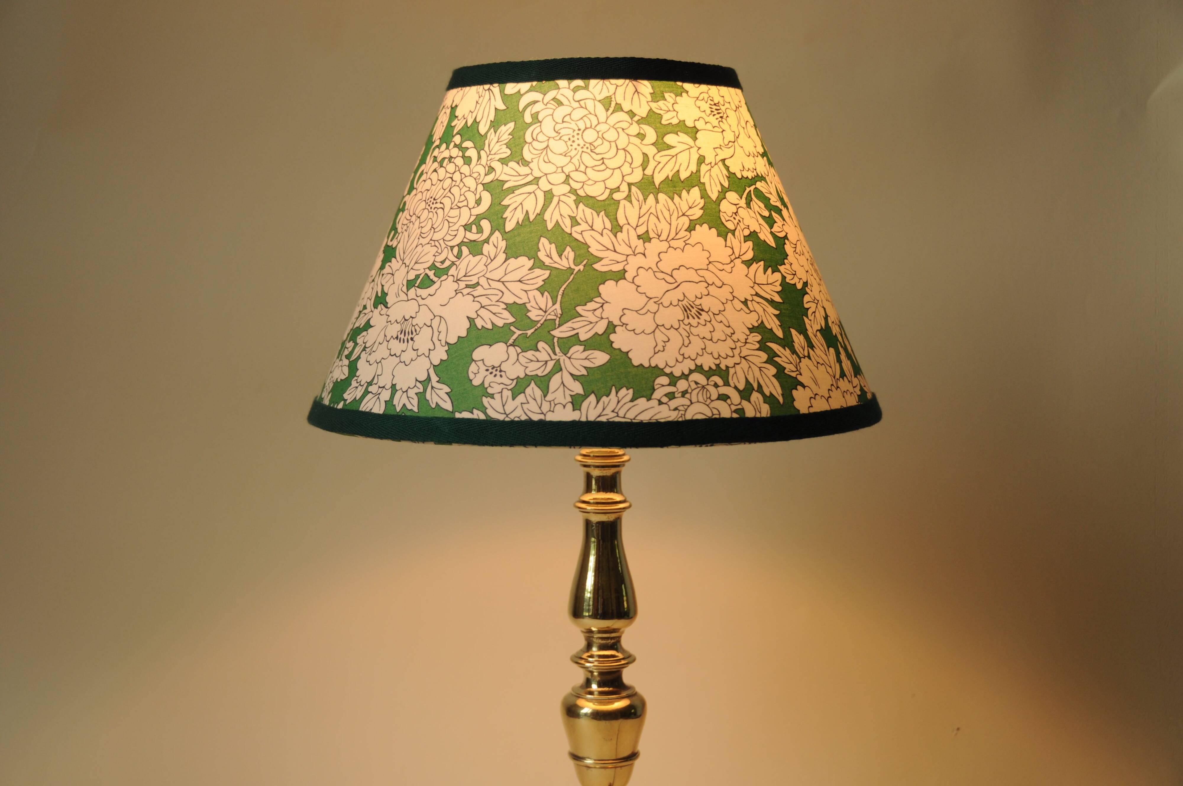 Brass Floor Lamp - Green Liberty Flower Shade