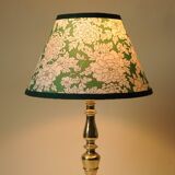 Lampe à Pied en Laiton - Abat-Jour Fleurs Liberty Vert