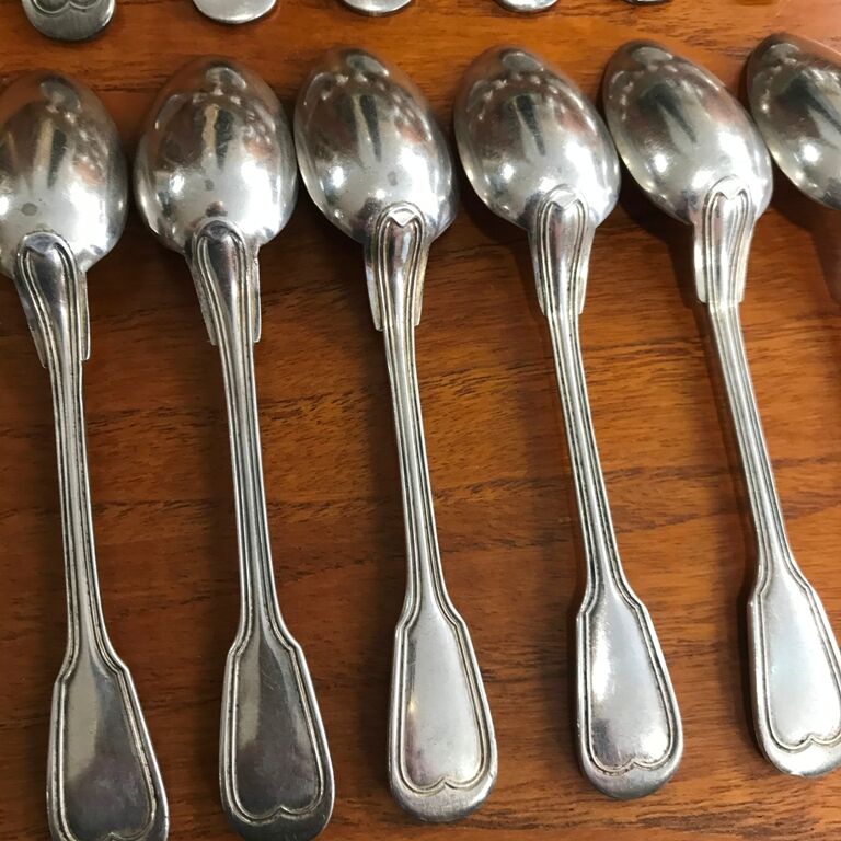 Set of 12 small silver metal spoons - n°51