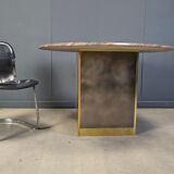 Vintage round granite and brass centre table by Belgochrom, 1970s