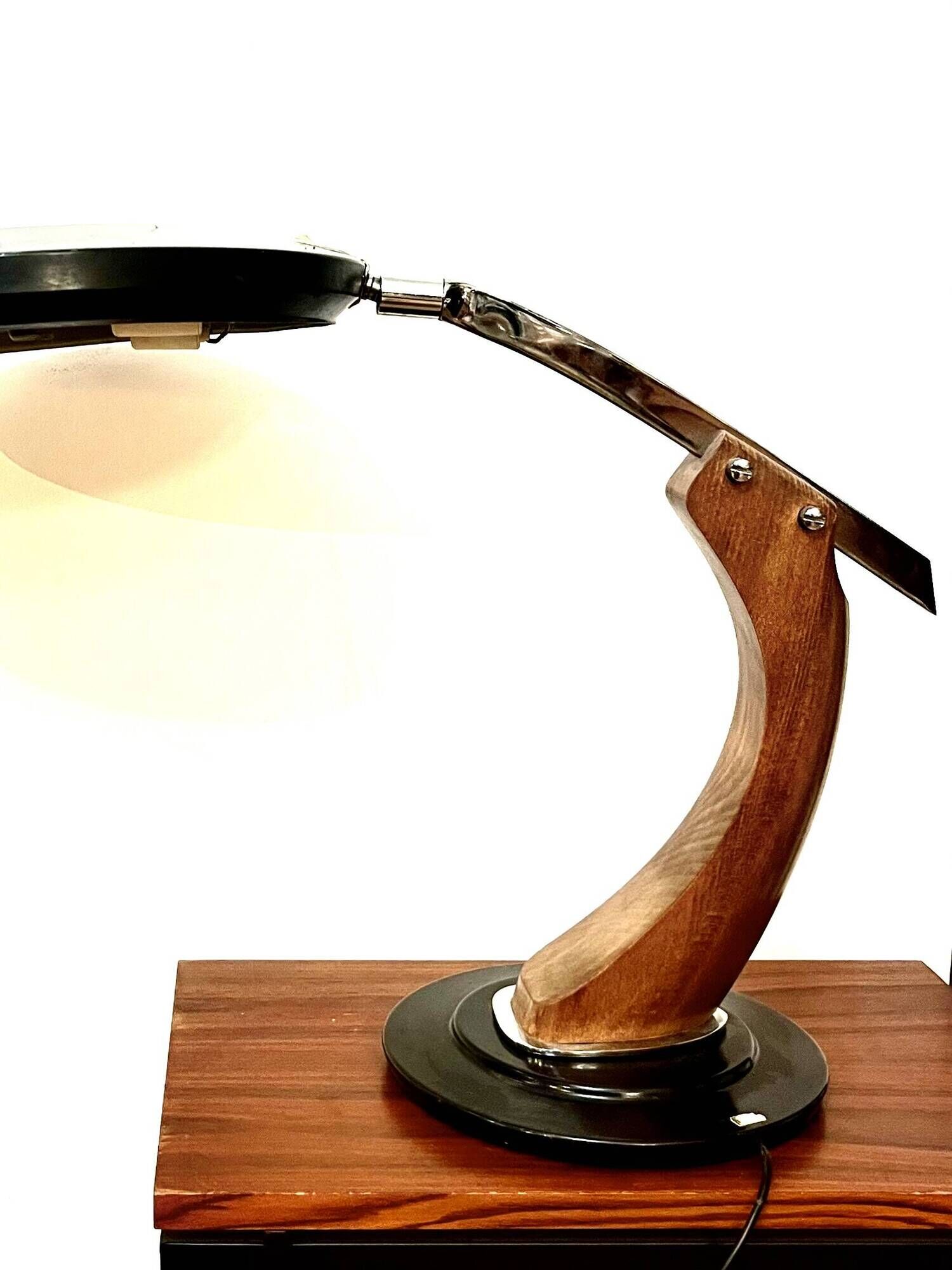 President lamp by Fase – black lacquered edition and Mongoy wood - 1968