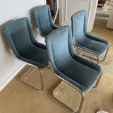 Ensemble 4 chaises design en acier et tissu