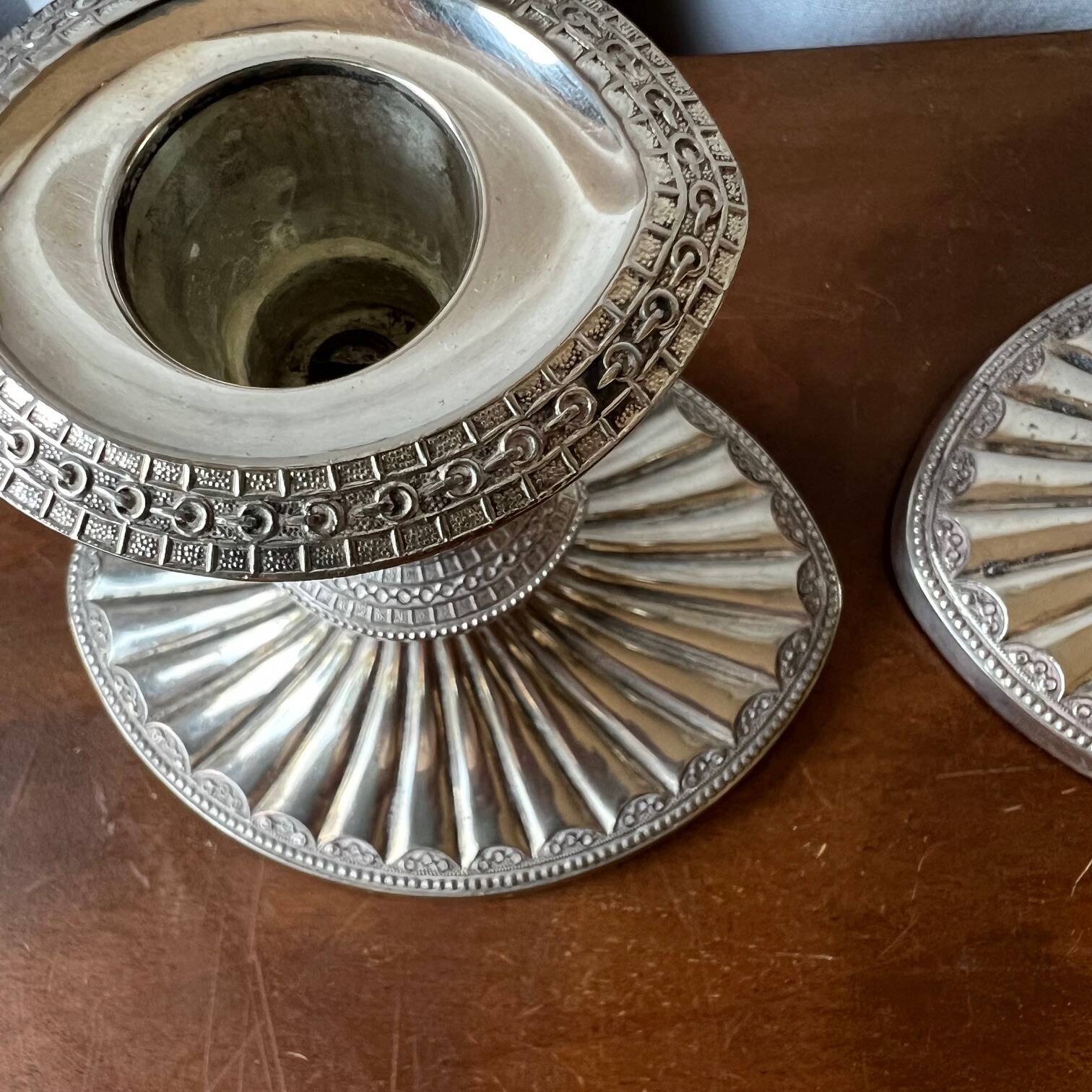 English silver plated candlestick duo "Falstaff"