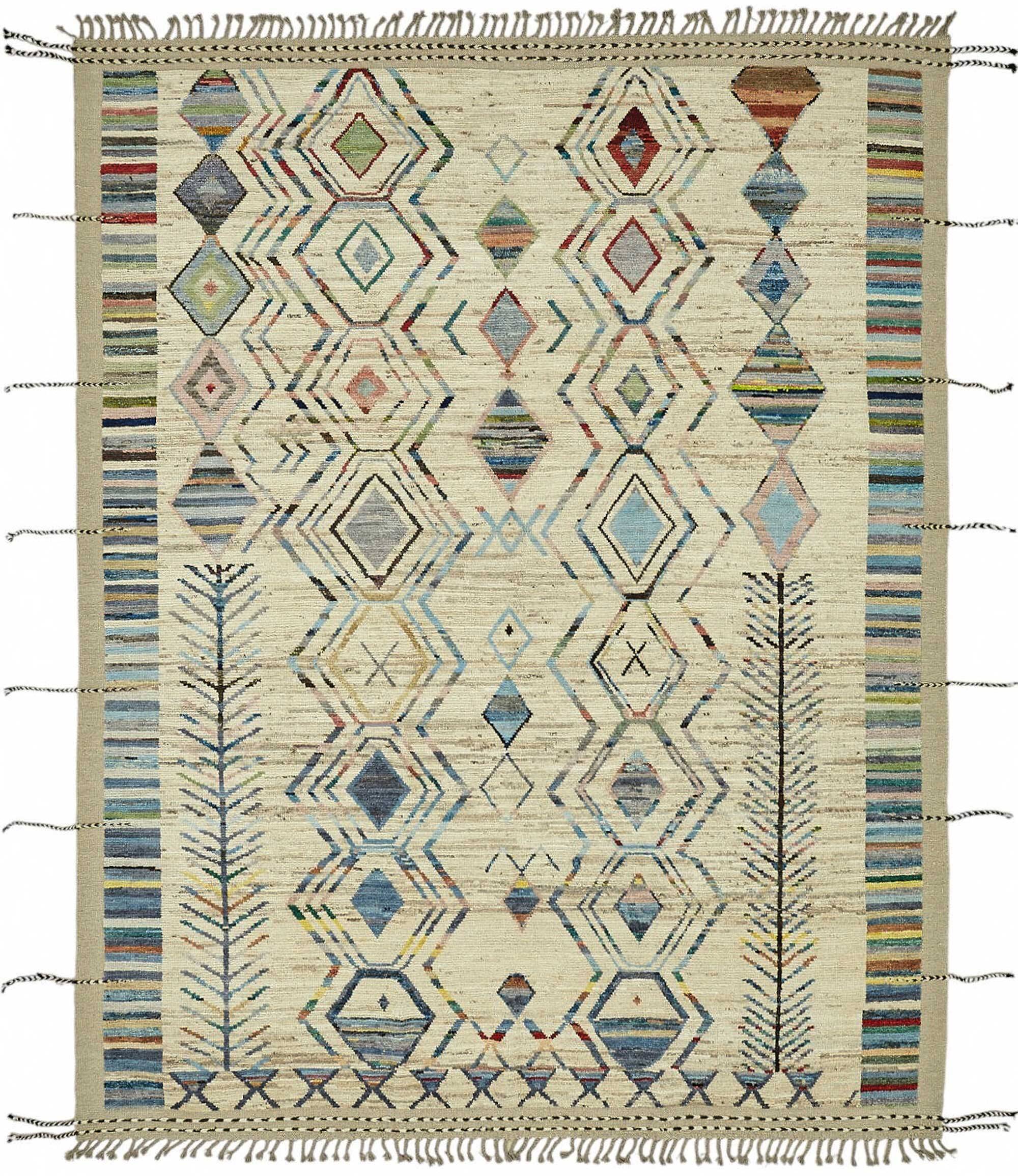 Hand-Knotted Turkish Contemporary 256 cm x 307 cm Multicolor Wool Carpet