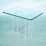 Minimalist side table in glass & acrylic, Memphis style