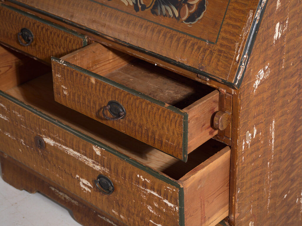 Swedish drop-leaf desk, antique – Scandinavian folk furniture – year 1783