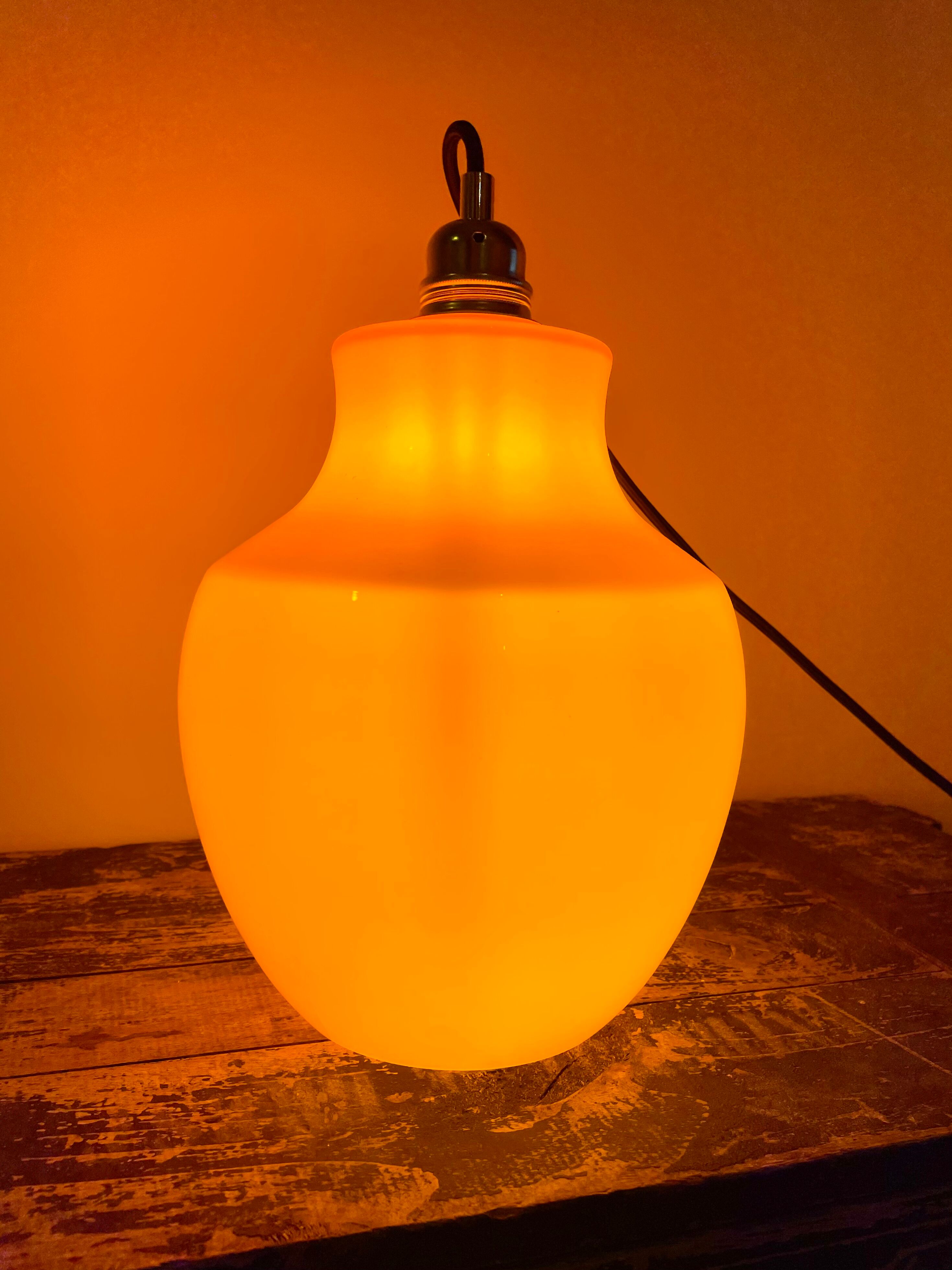 Vintage electrified orange suspension lamp with new