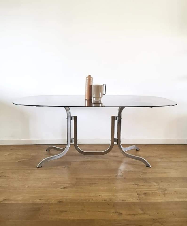 Smoked glass table 70s