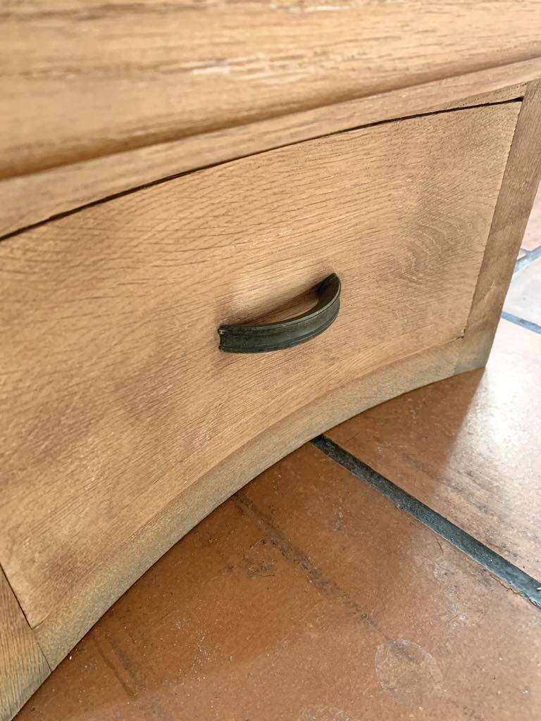 Wooden glass cabinet with drawer