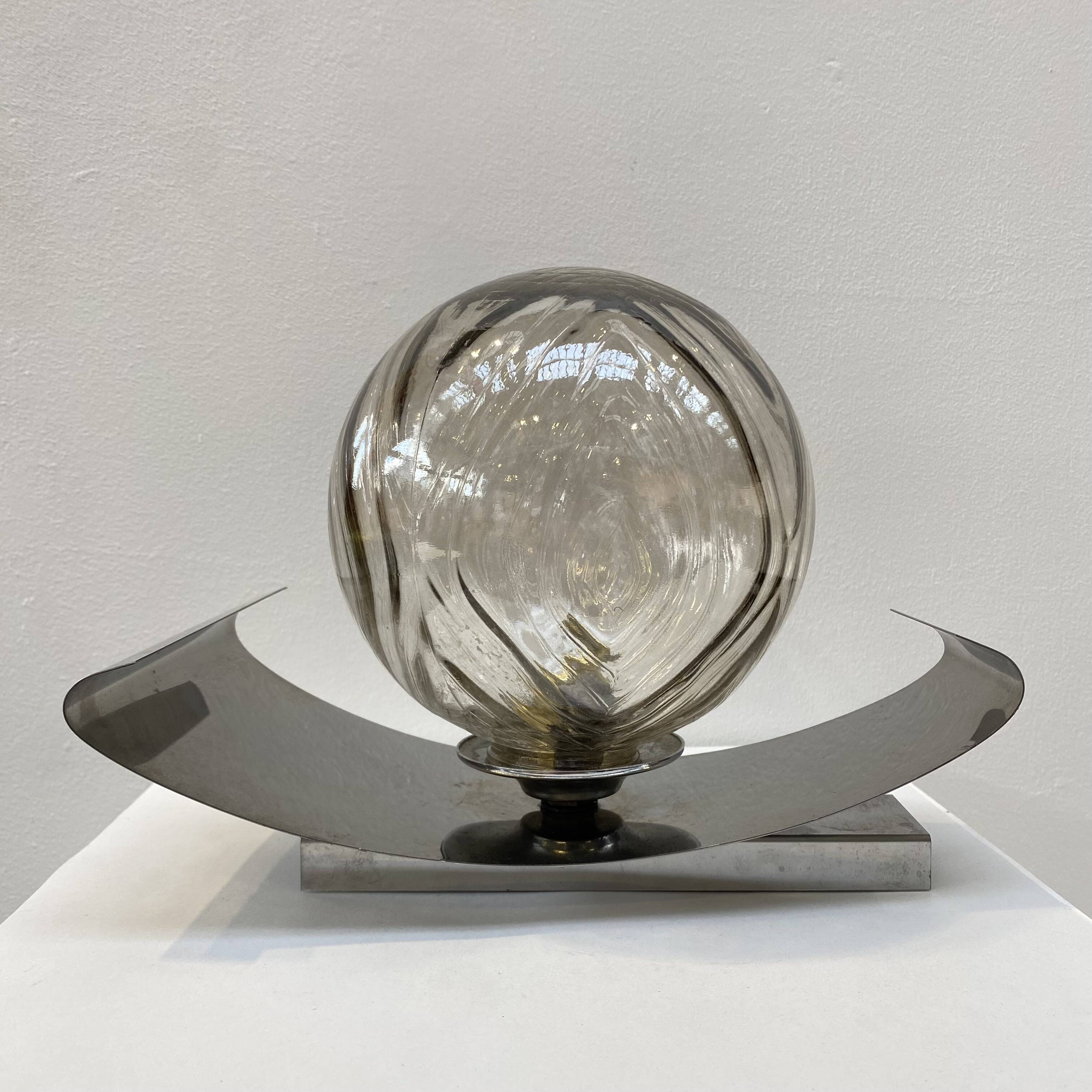 70s chrome and smoked glass wall light