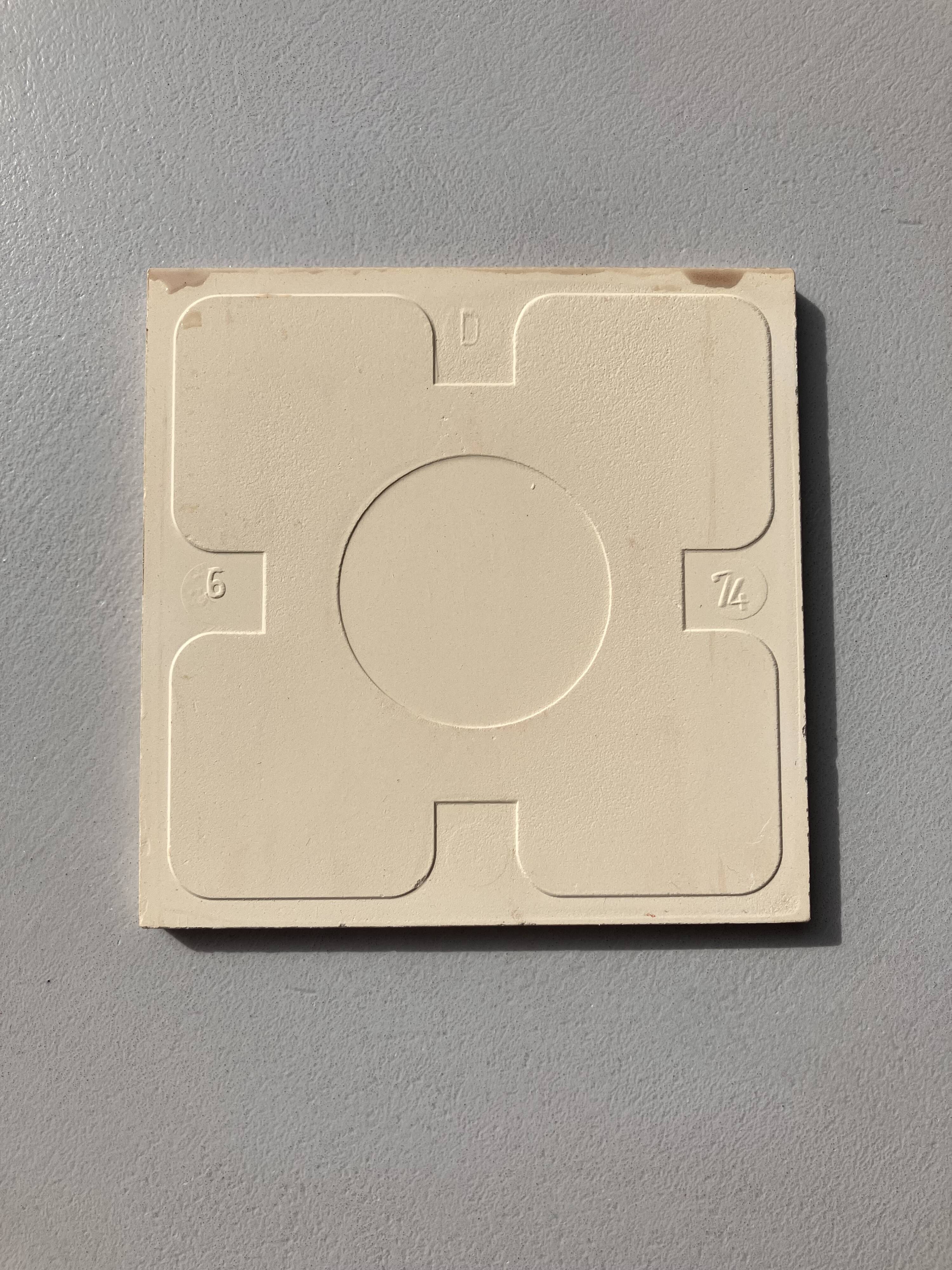 Relief tiles Desvres Mid Century Lot of 9 dark beige colours