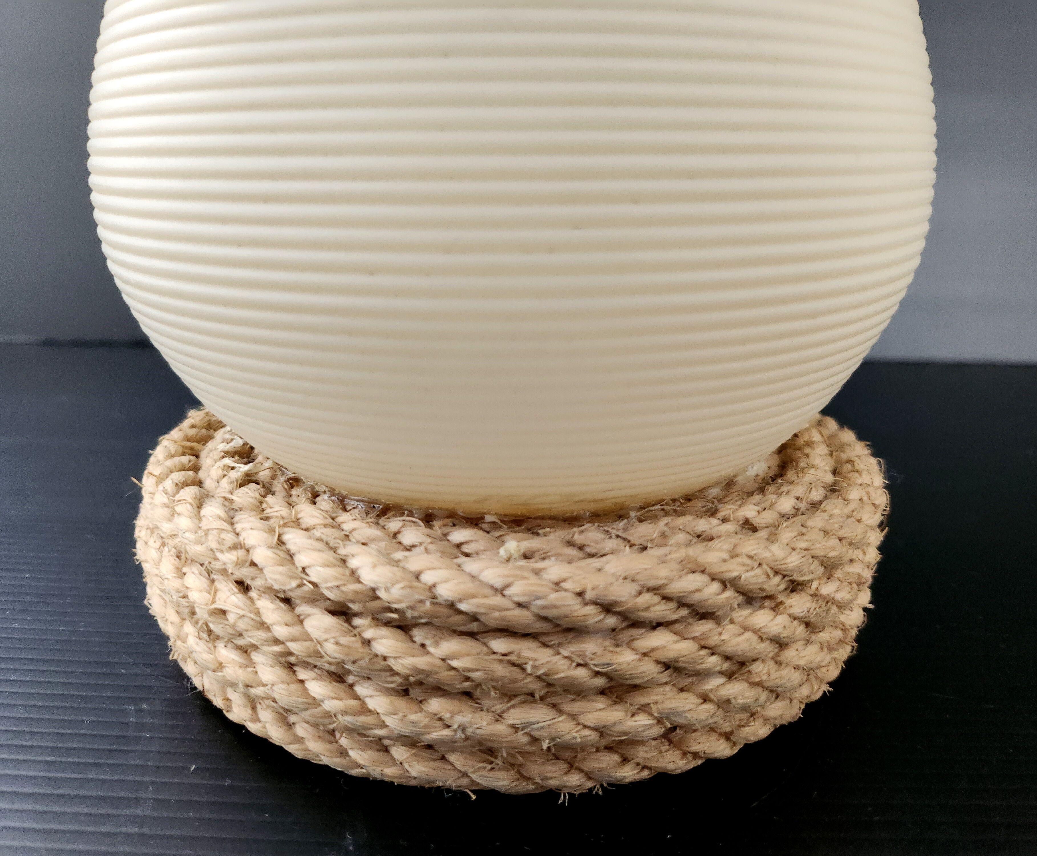 Vintage rope & rotaflex hanging lamp 1950