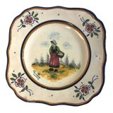 Quimper HB two square plates of Breton peasants from the early 20th century