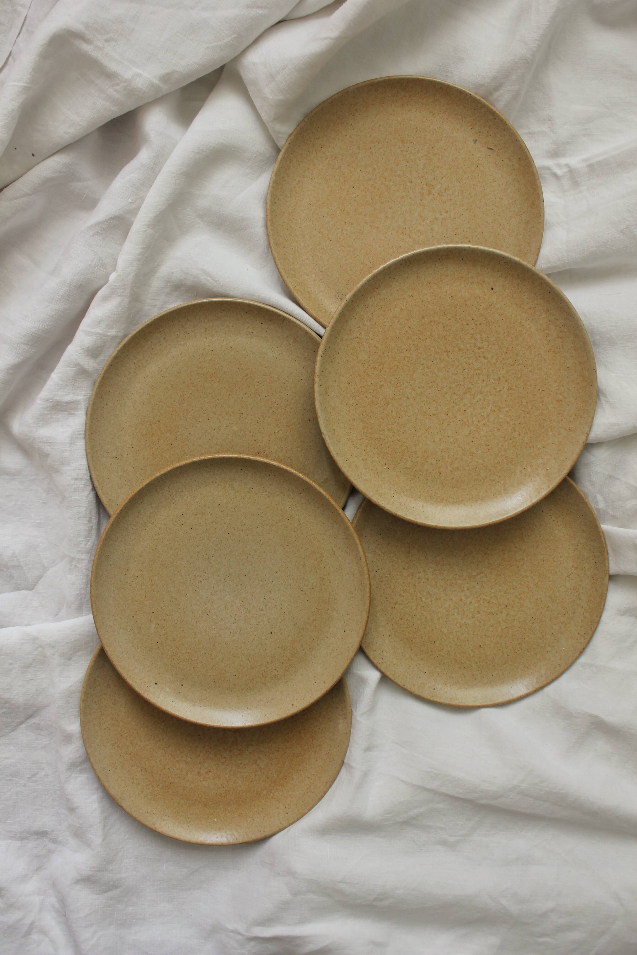 6 vintage stoneware dessert plates