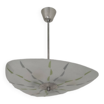 Lustre suspension verre opalin Zukov , année 60