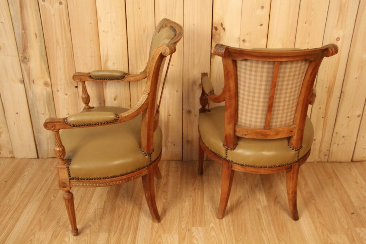 Pair of armchairs Louis XVI Directoire XVIIIth