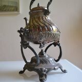 Art Nouveau teapot or samovar in silver-plated metal by goldsmith Victor Saglier