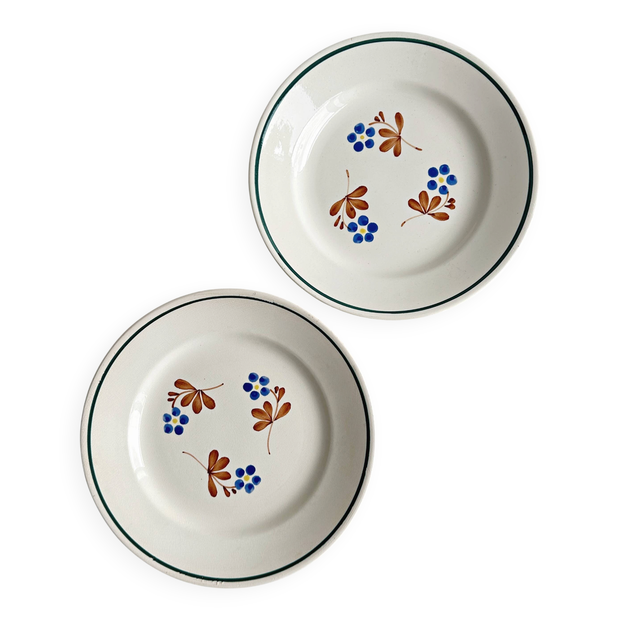 vintage flower plates set of 2