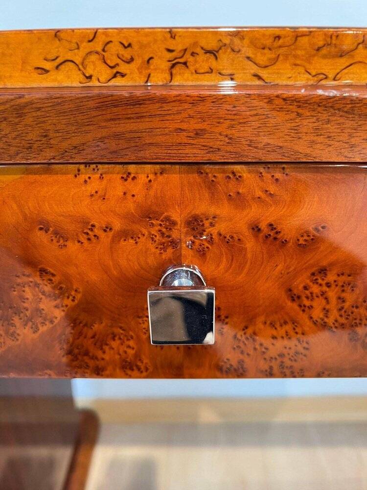 Art Deco Console Table in Thuja Roots, Birch and Silver-Plate, France, 1925