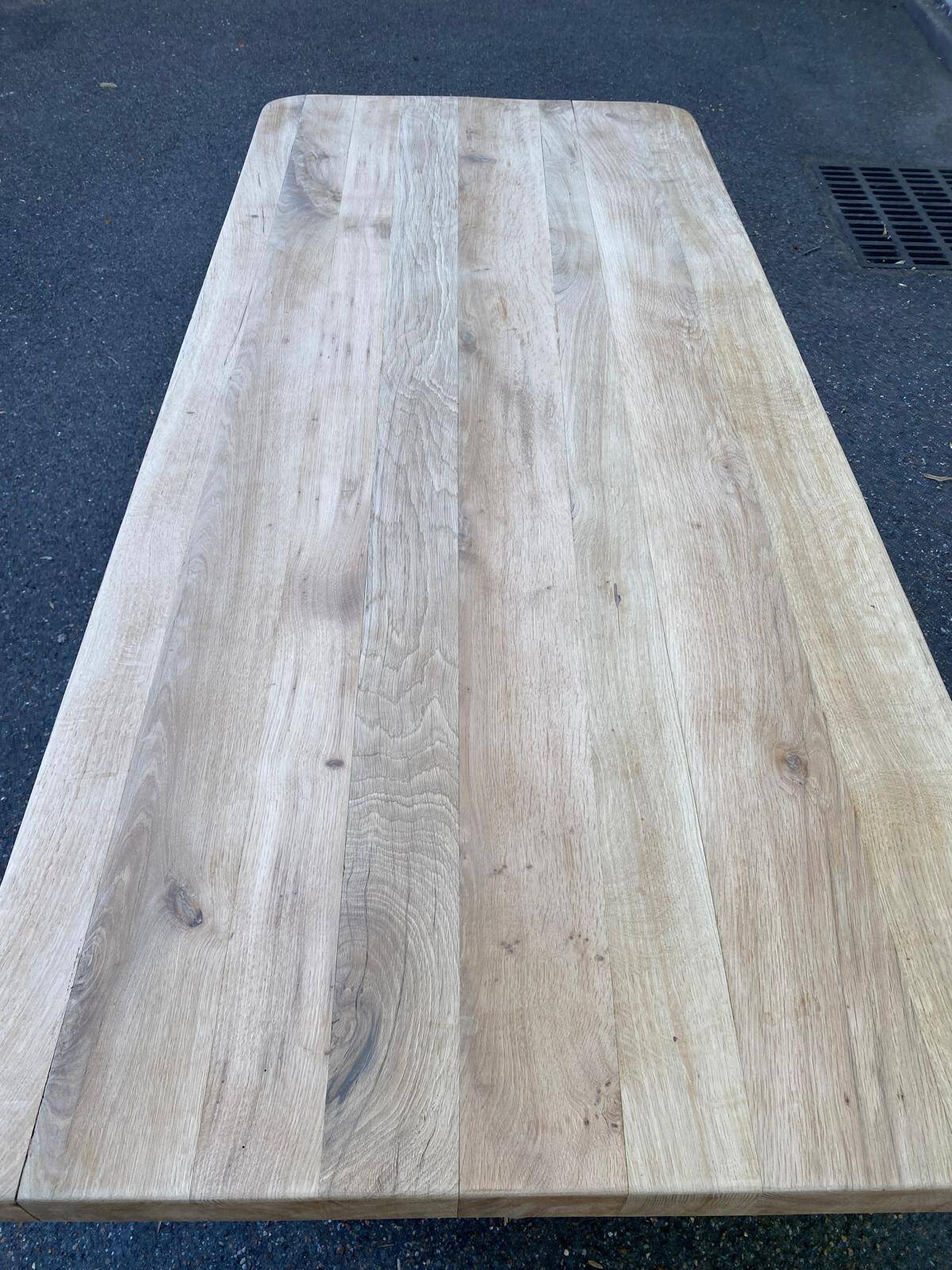 Large stripped solid oak monastery table – 200 cm