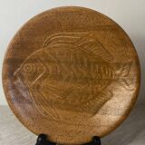 Six flat fish plates in Chantilly wood-effect ceramic