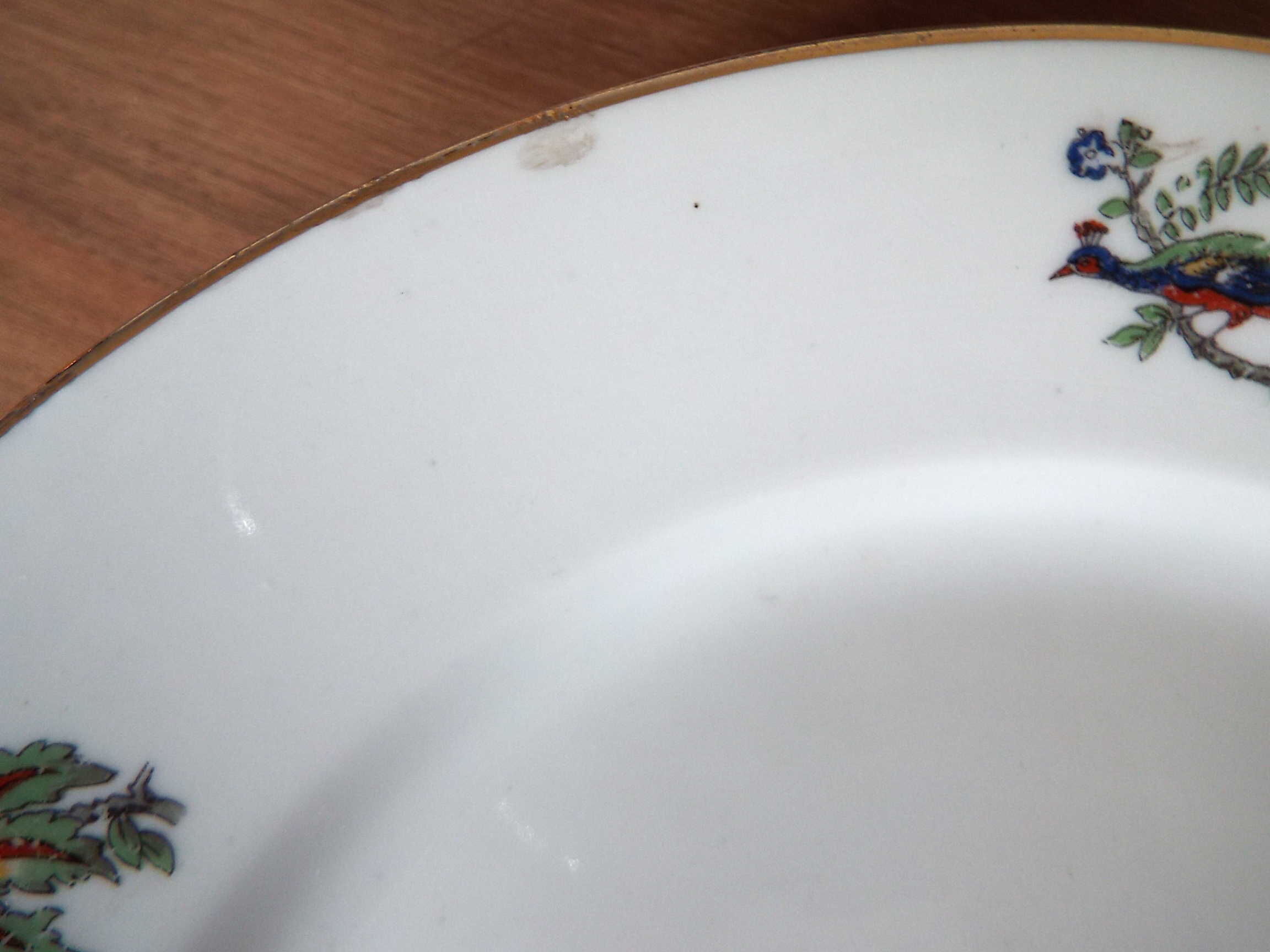 6 flat porcelain plates peacock