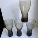 Lot de 4 verres en verre fumé et fond épais années 70