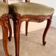 Lot 2 old Louis XV style carved solid walnut chairs late 19th century