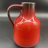 Vintage red ceramic pitcher – Germany, 1960s–70s – Mid-century decor