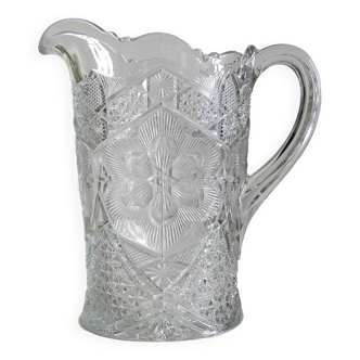 Large vintage molded glass pitcher