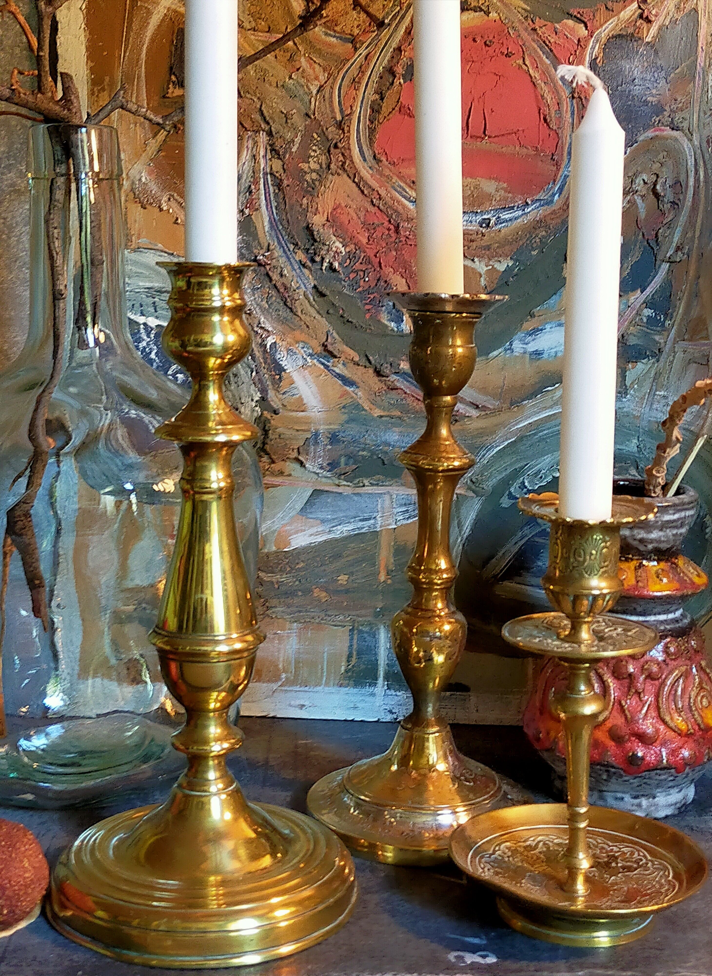 Old solid brass candle holder
