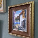 Modern swedish "the lake" tenerife landscape, framed oil painting