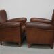 Vintage Dutch Cognac Colored Leather Club Chair, Set of 2