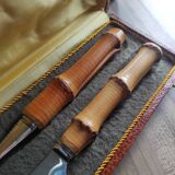 Vintage bamboo meat cutting set Made in France