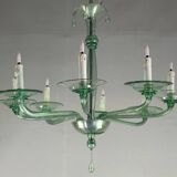Green Murano glass Venetian chandelier, Venini, circa 1920