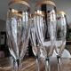 Set of 5 champagne flutes in crystal frieze and golden border