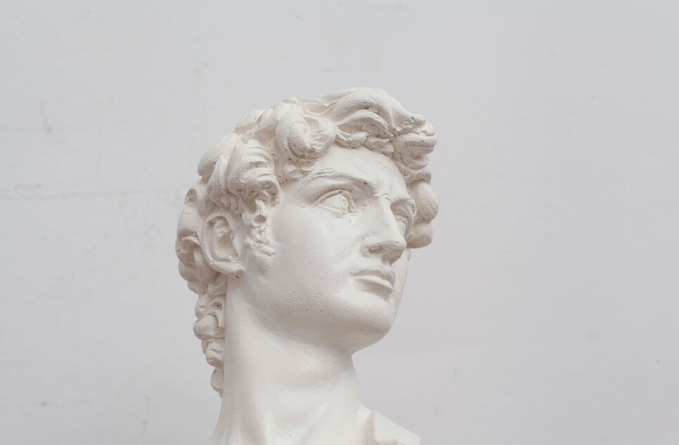 David head in white plaster