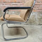 Vintage tubular ribbed office armchair