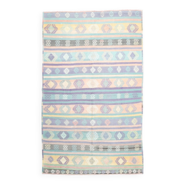 Kilim Vintage Rayé Multicolore – Tapis Ethnique Fait Main, 163x268 Cm