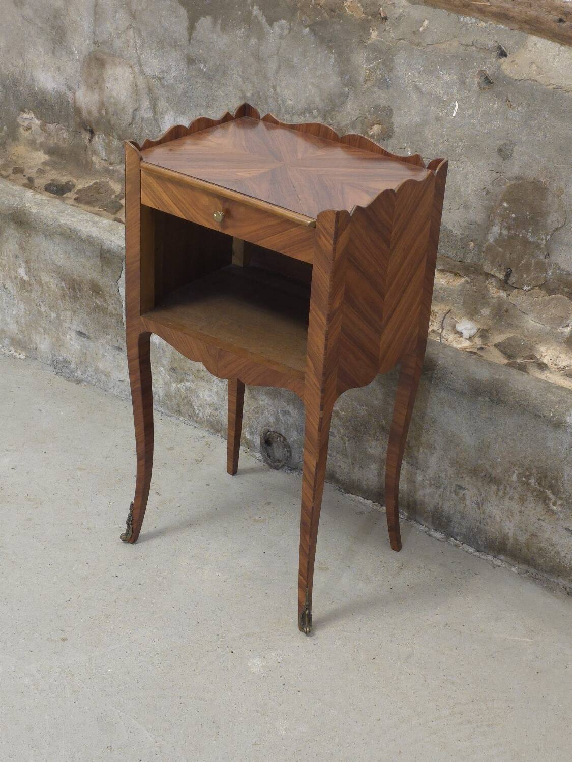 Louis XV style marquetry bedside table