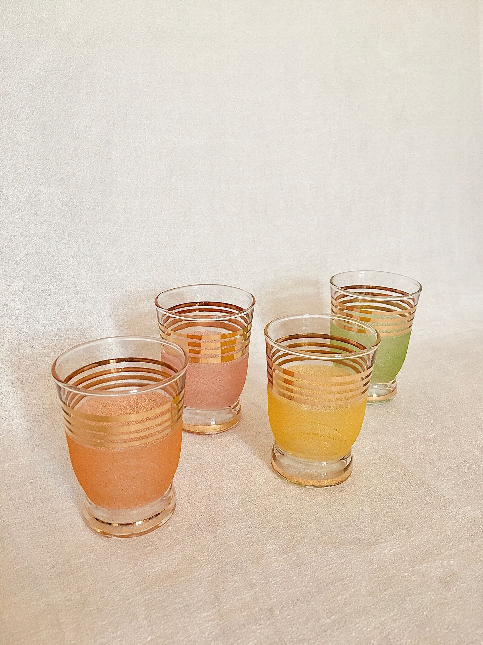4 colored granite glasses