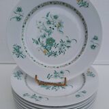 8 flat plates in Limoges Bernardaud porcelain model Beijing