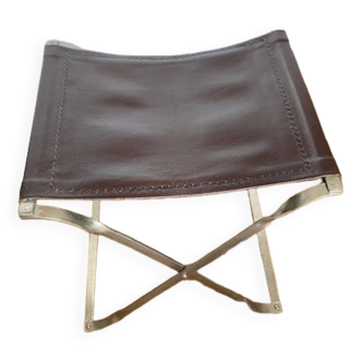 Folding leather stool
